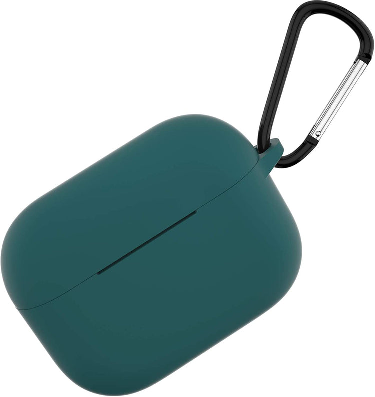 Silicone Protective Case for AirPods Pro 1st & 2nd Generation – Shockproof Cover with Keychain, Front LED Visible (Midnight Green)