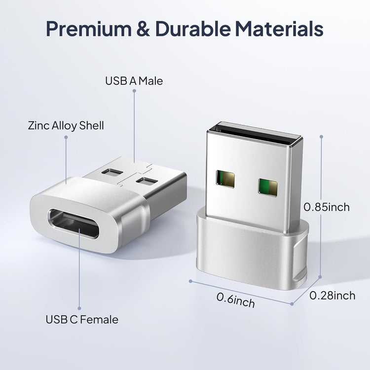 USB to USB-C Adapter 3-Pack for iPhone 17/16, Samsung Galaxy S26 & More – Fast Charging & Data Transfer Converter