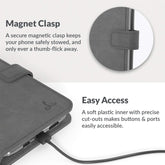 Leather Wallet for Iphone 12 || Genuine Leather Wallet Phone Case || Real Leather with Viewing Stand & 3 Card Holder || Flip Folio Cover with Card Slot (Grey)