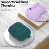 Silicone Protective Case for AirPods Pro 1st & 2nd Generation – Shockproof Cover with Keychain, Front LED Visible (Midnight Green)