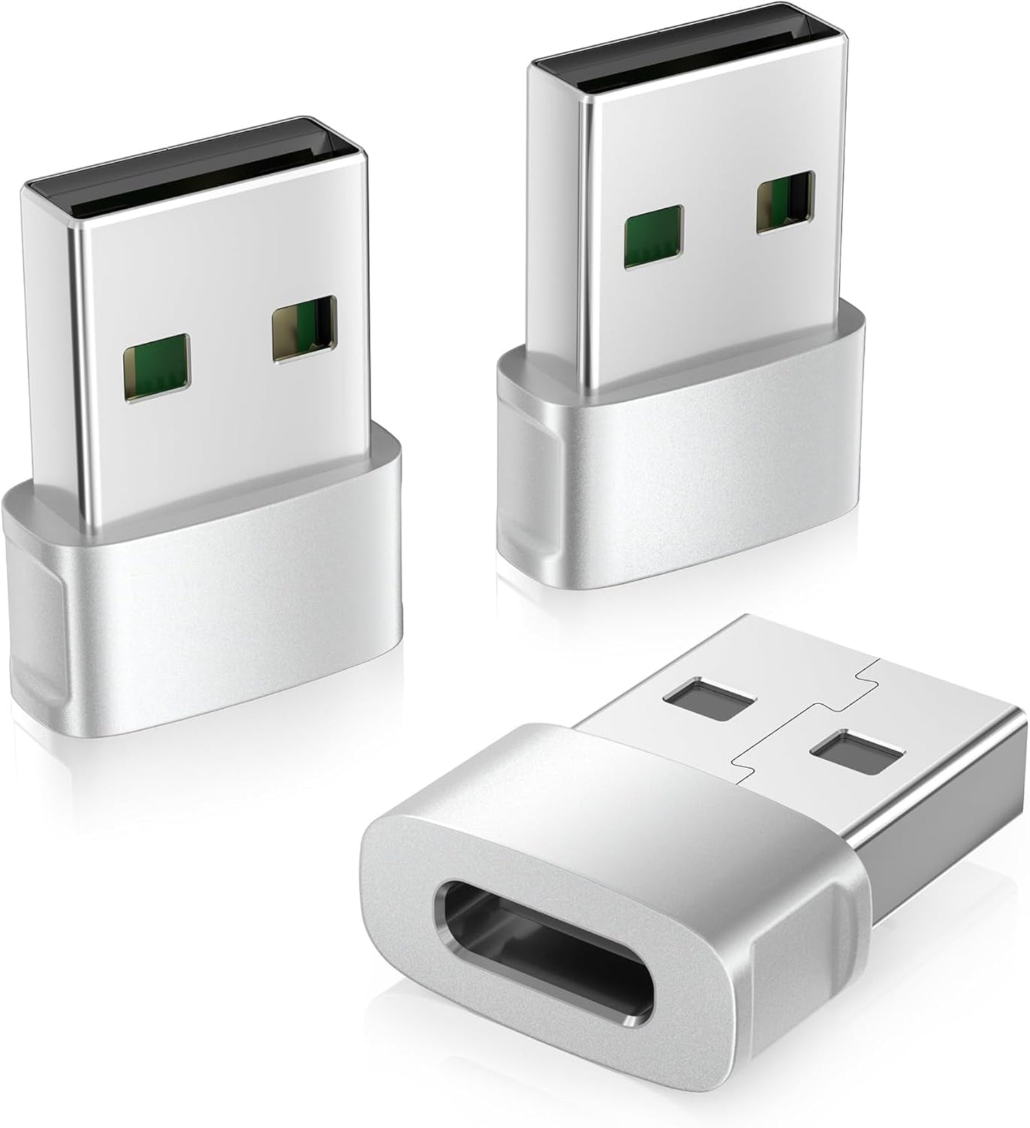 USB to USB-C Adapter 3-Pack for iPhone 17/16, Samsung Galaxy S26 & More – Fast Charging & Data Transfer Converter