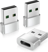 USB to USB-C Adapter 3-Pack for iPhone 17/16, Samsung Galaxy S26 & More – Fast Charging & Data Transfer Converter