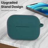 Silicone Protective Case for AirPods Pro 1st & 2nd Generation – Shockproof Cover with Keychain, Front LED Visible (Midnight Green)