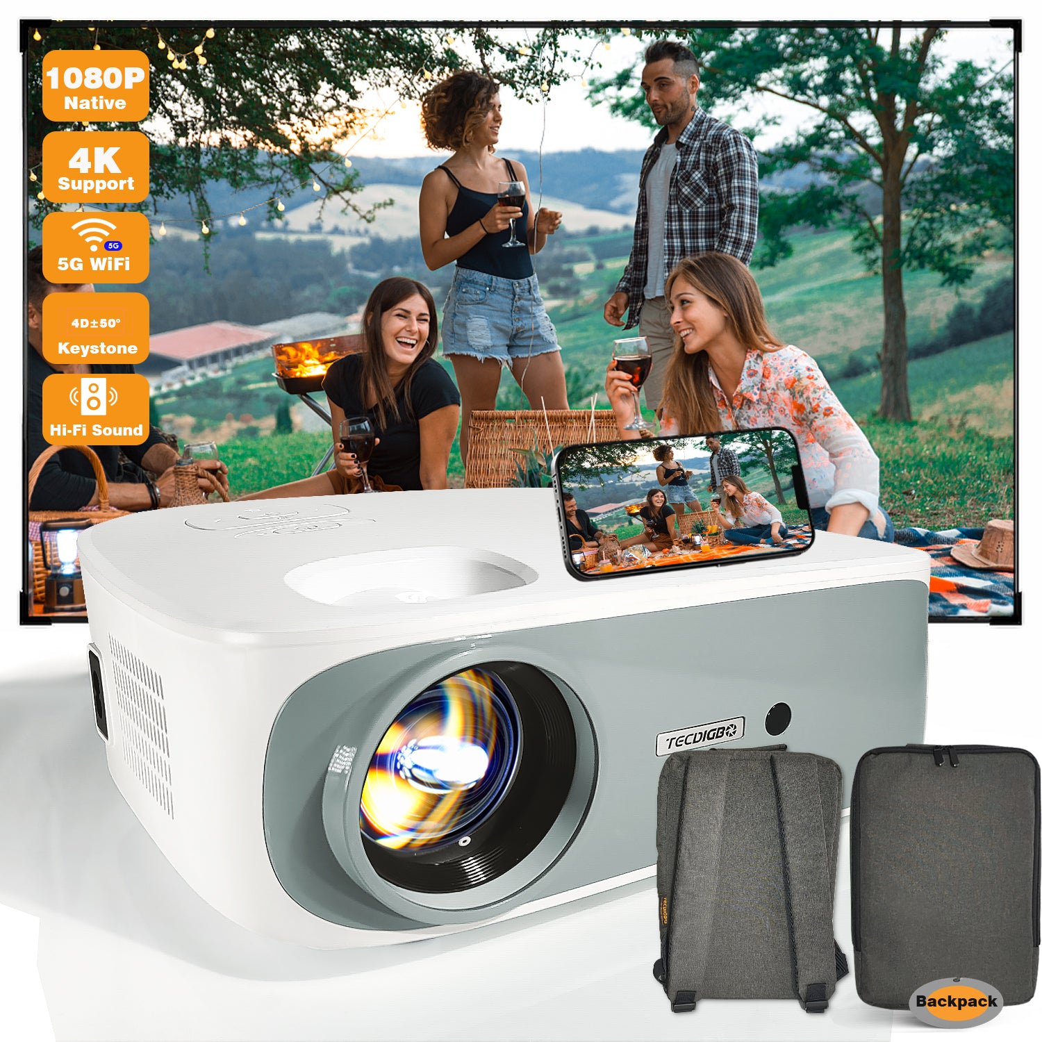 projecteur Bluetooth 4K 1080P - Qualité d&