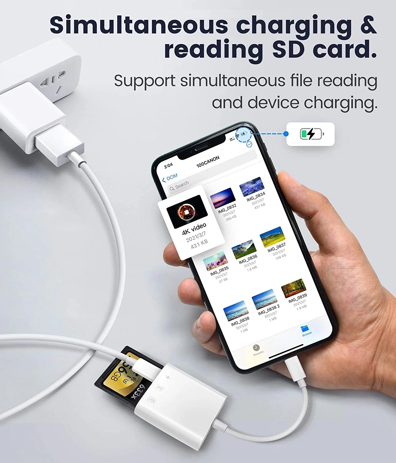 SD & Micro SD Card Reader for iPhone & iPad – Dual Slot Memory Card Adapter for Cameras & Photography, Plug & Play