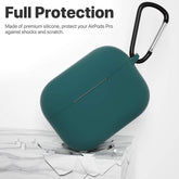 Silicone Protective Case for AirPods Pro 1st & 2nd Generation – Shockproof Cover with Keychain, Front LED Visible (Midnight Green)